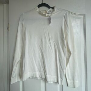 NWT, J. Crew Cream Ruffle Neck Sweater